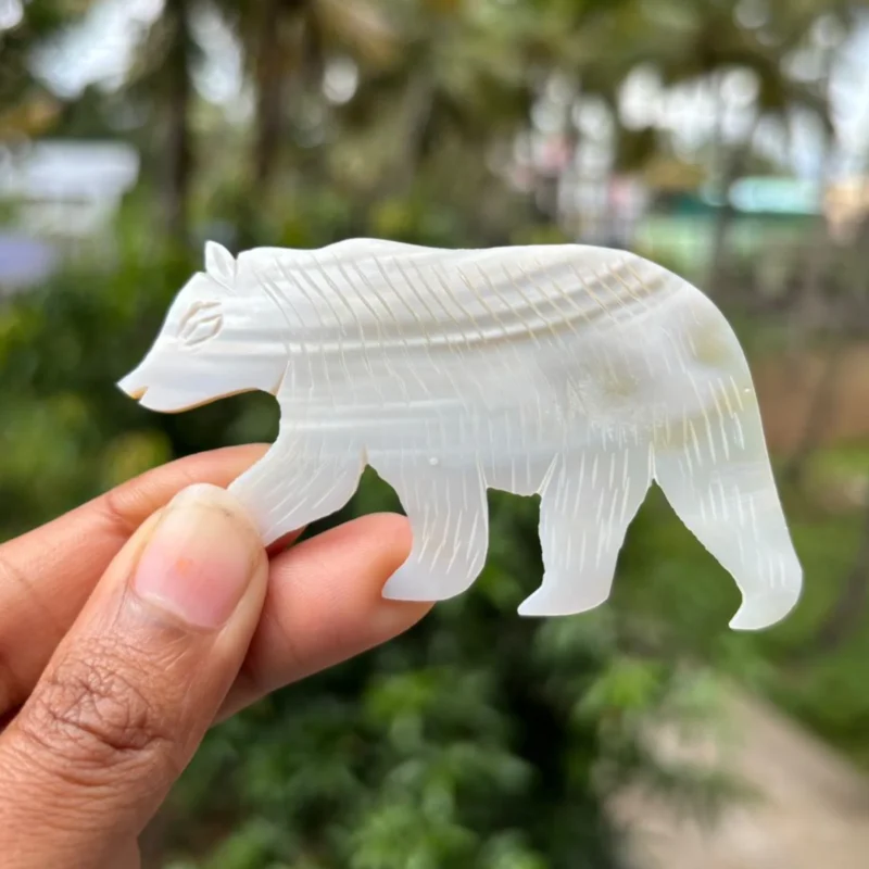 Bear Shape Mother of Pearl Shell – Carved MOP Shell for Crafts & Jewelry
